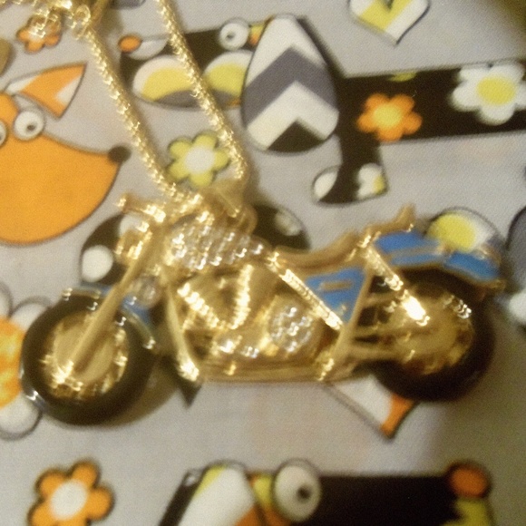 Crystal Blue Motorcycle necklace - Picture 3 of 5